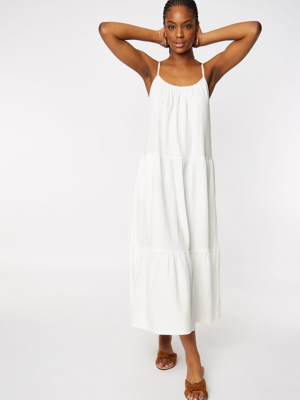 White Tiered Jersey Maxi Dress | Women ...